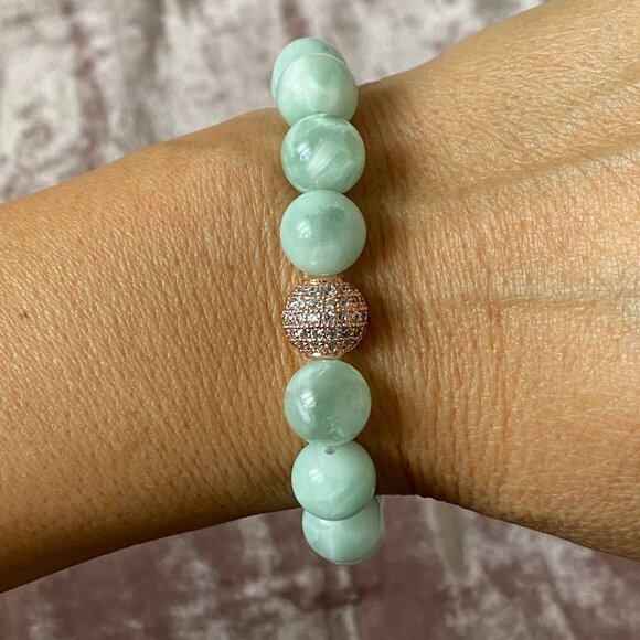 Genuine Green Moonstone Bracelet, Handmade - Picture 5 of 6